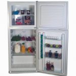 Solar powered DC upright refrigerator freezer white