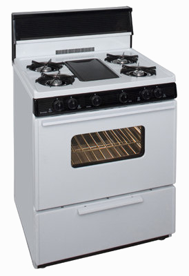 White range with 4 burners and middle griddle