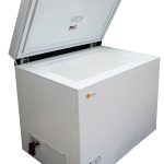 Solar chest freezer lid open