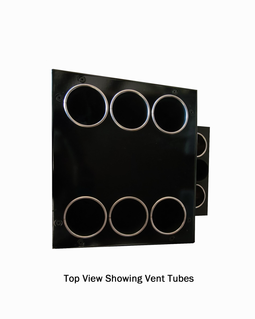 Top view showing vent piping on off grid propane heater